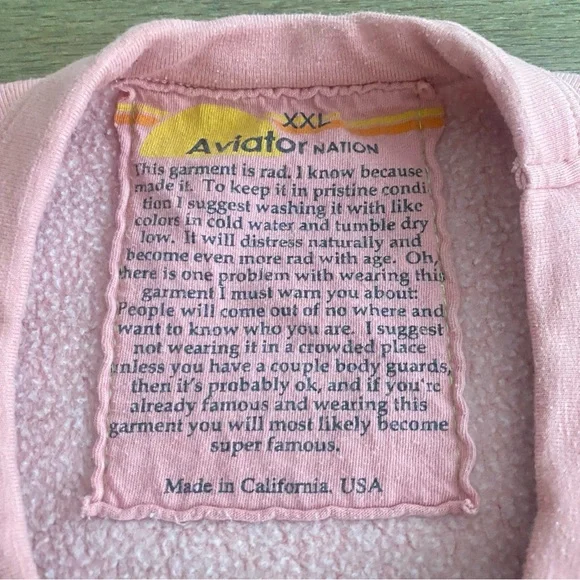 Aviator Nation Heart Embroidery Sweatshirt in Petal Pink Size XXL 🌸 - Picture 5 of 12